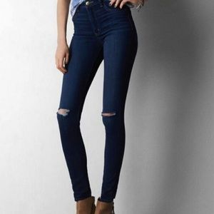 AE Sky High dark wash Jeans (w/ out knee rips)